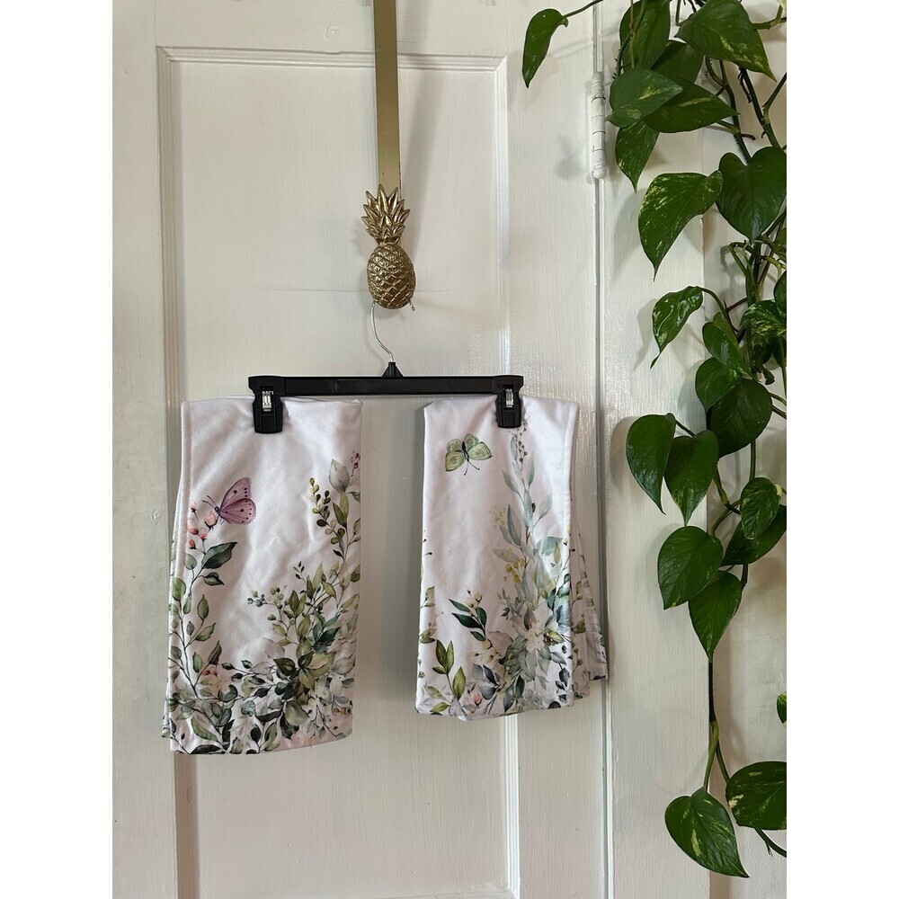 Butterfly white floral kitchen towels